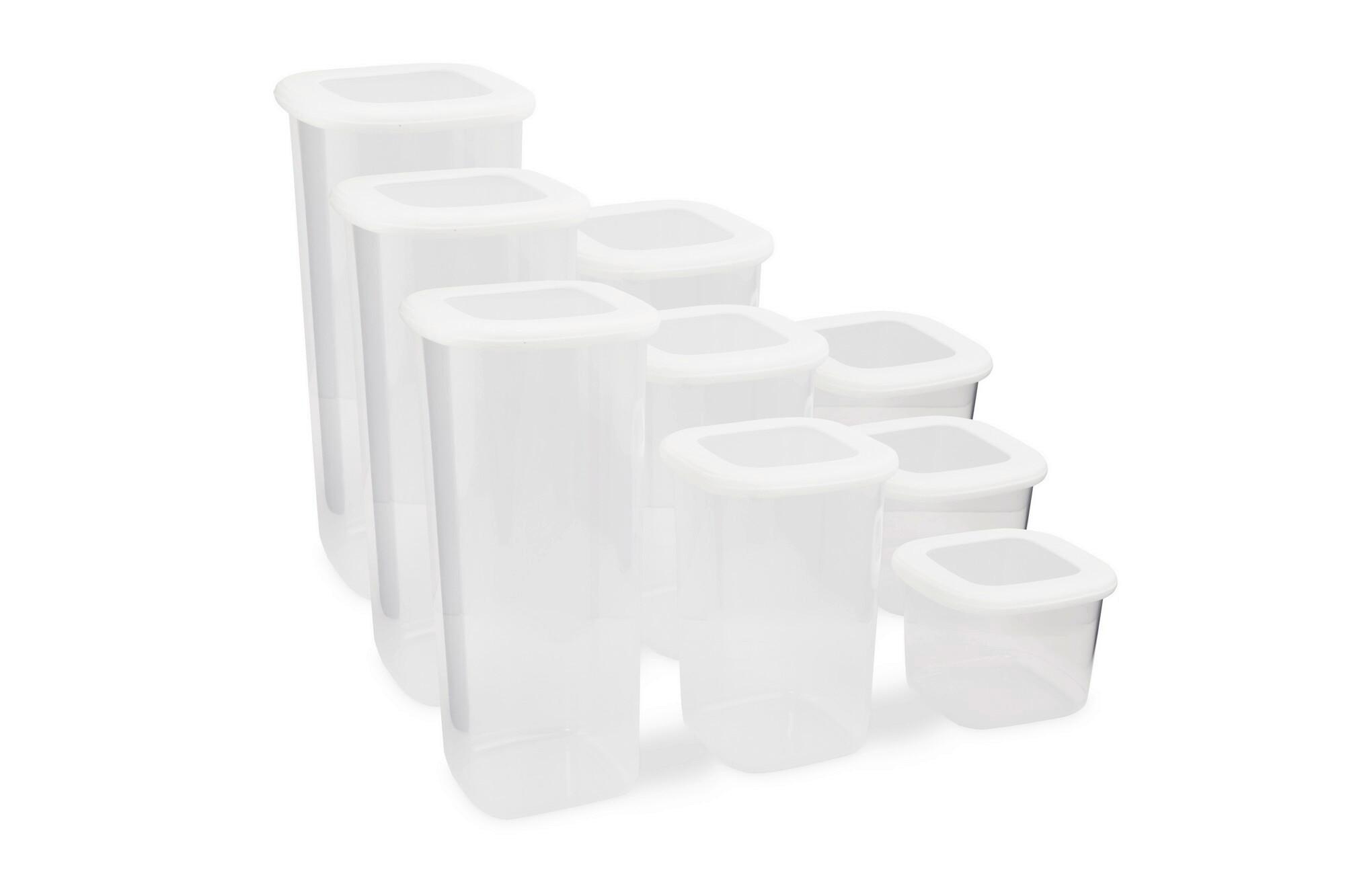 Vorratsdosenset 9-Teilig Versch.größen, Kunststoff Weiß - Klar/Weiß, Basics, Kunststoff - P & B