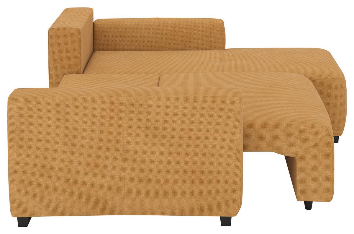 Ecksofa mit Bettfunktion Giro Mikrofaser senfgelb, B: 252cm - Senfgelb/Schwarz, Trend, Textil (252/170cm) - MID.YOU