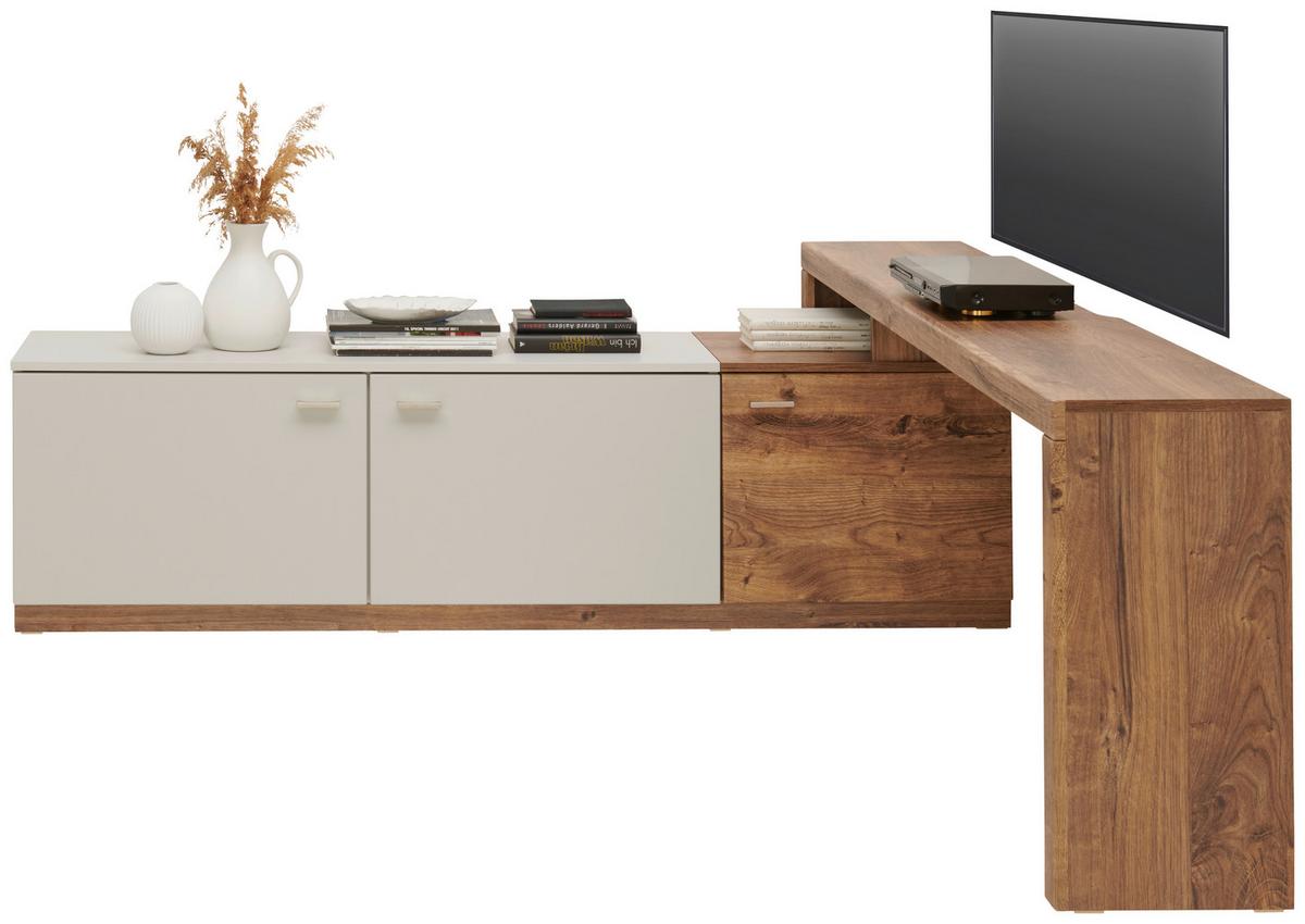 Tv-element Arian B: 175-261,2 Cm Eiche Dekor/hellgrau - Eichefarben/Hellgrau, MODERN, Holzwerkstoff (175-261,2/63,6/37,2cm)
