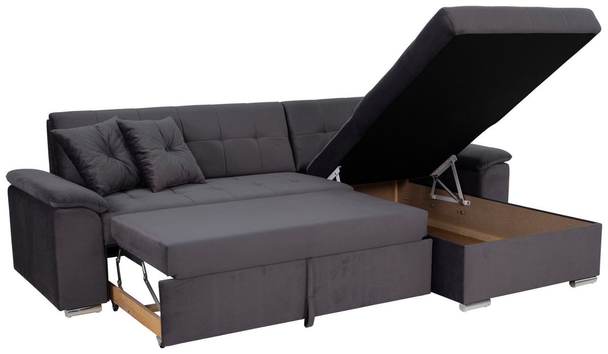 Ecksofa Bali Grau, 208x120cm - Grau, Trend, Textil (257/167cm) - Livetastic