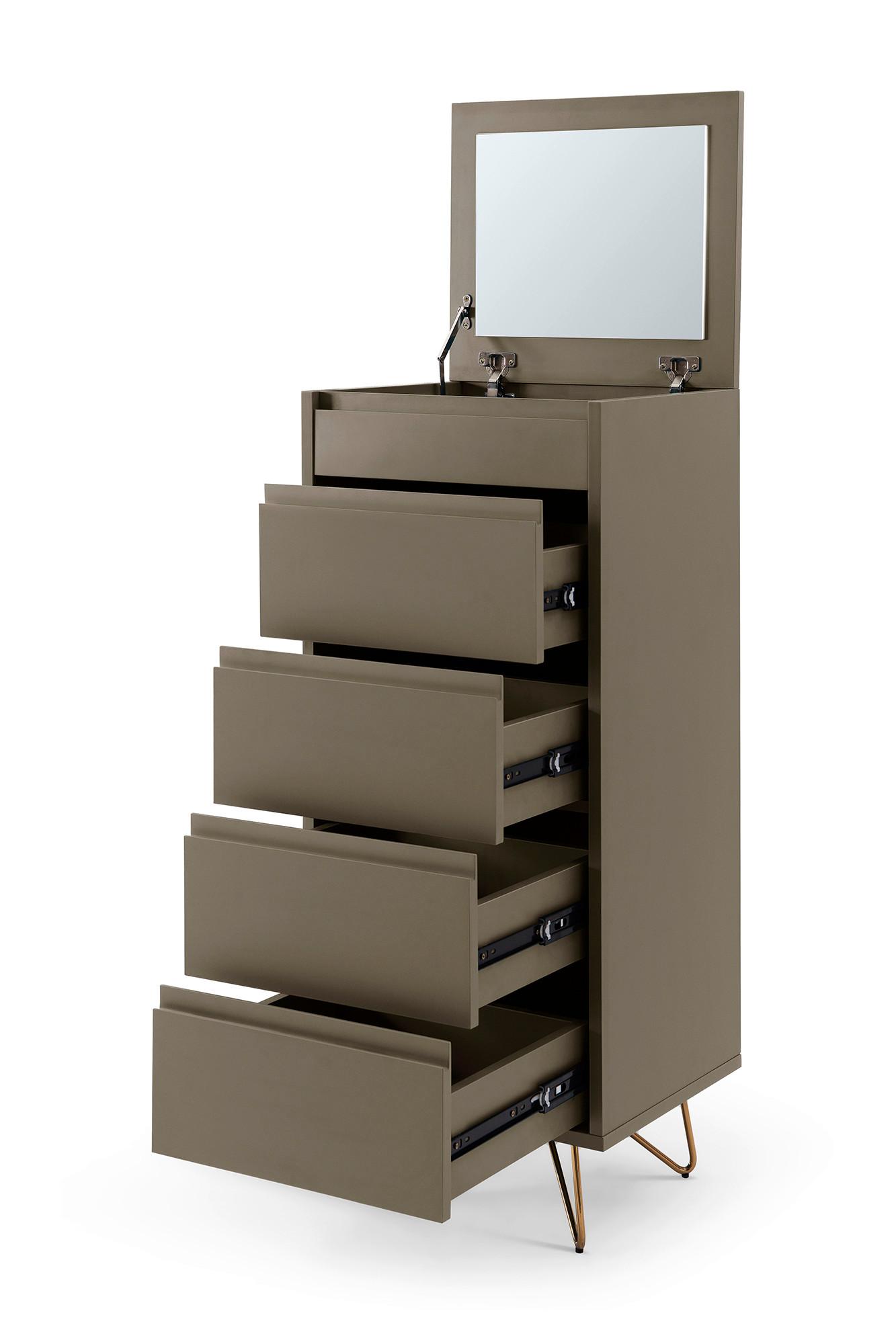 Kommode Grau B: 45cm - Messingfarben/Grau, Design, Glas/Holzwerkstoff (45/110/40cm) - Livetastic