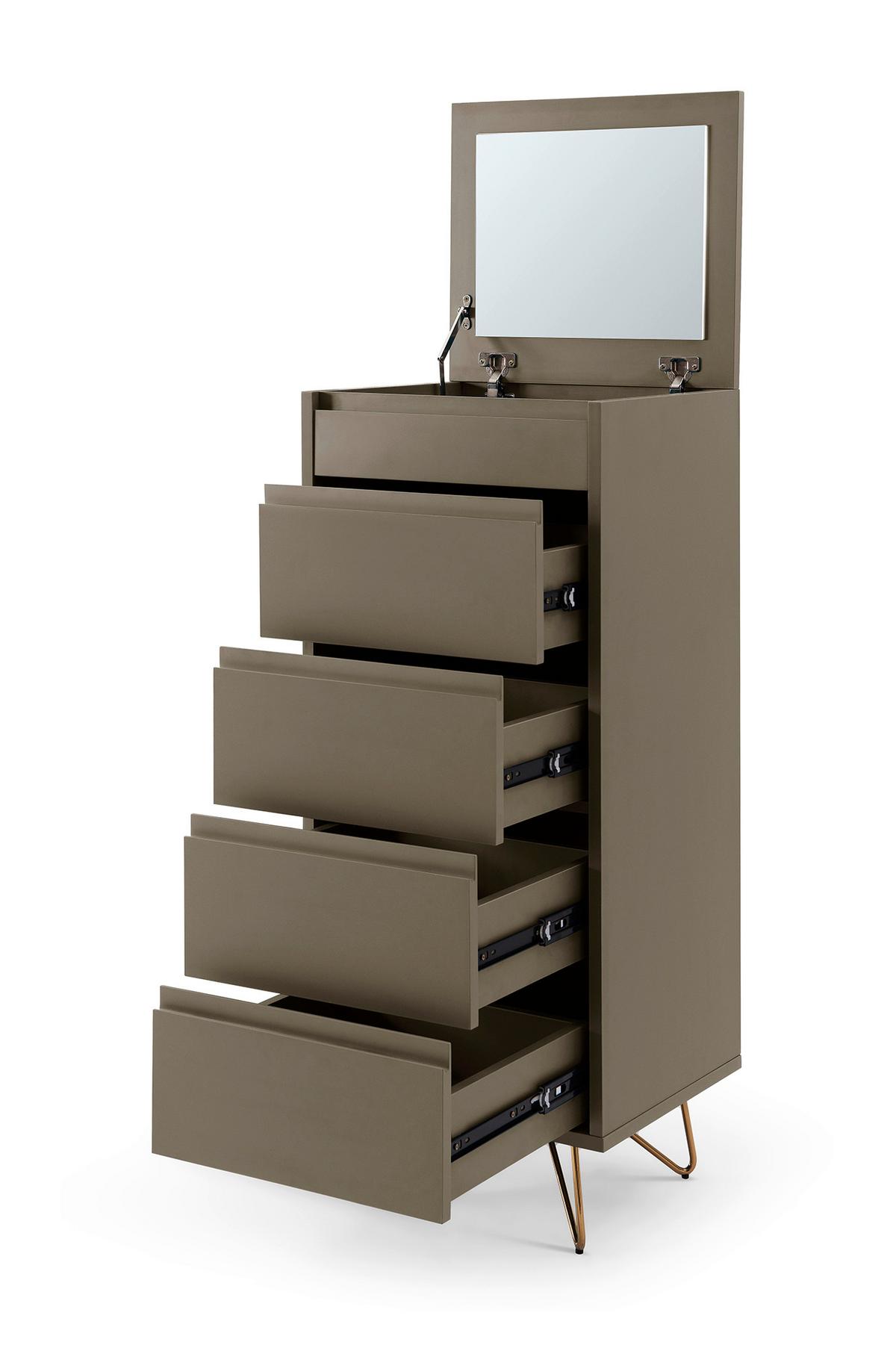 Kommode Grau B: 45cm - Messingfarben/Grau, Design, Glas/Holzwerkstoff (45/110/40cm) - Livetastic