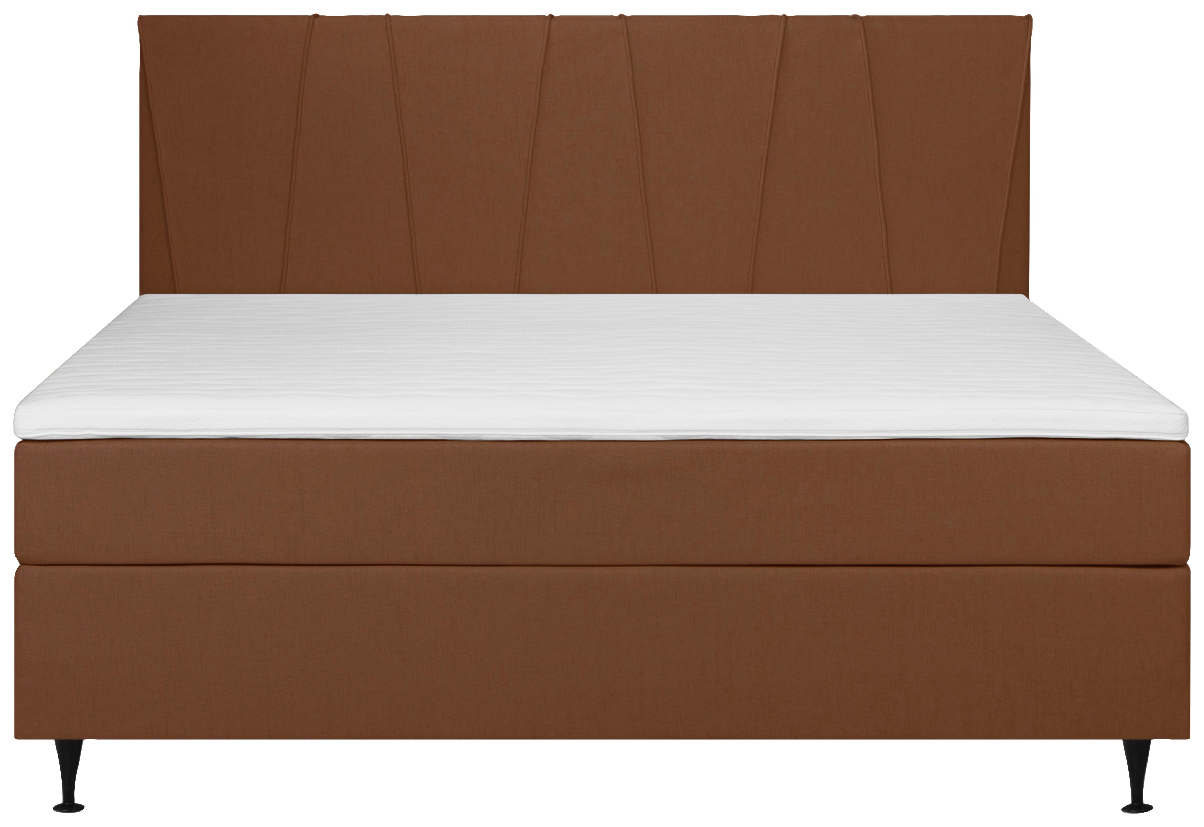 Boxspringbett Wels Terracotta 180x200 cm inkl. Topper - Terracotta/Schwarz, MODERN, Textil (180/200cm) - MID.YOU