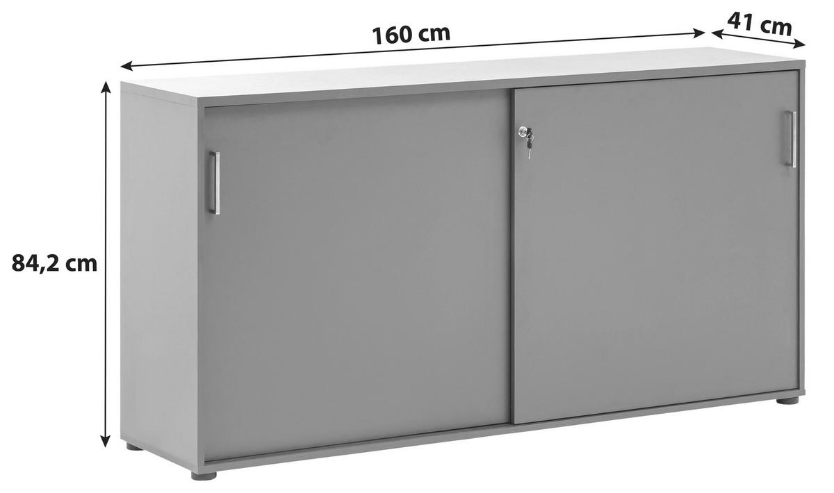 Aktenschrank versperrbar Serie 1500 Anthrazit B: 160 cm - Anthrazit, KONVENTIONELL, Holzwerkstoff (160/84,2/41cm) - MID.YOU