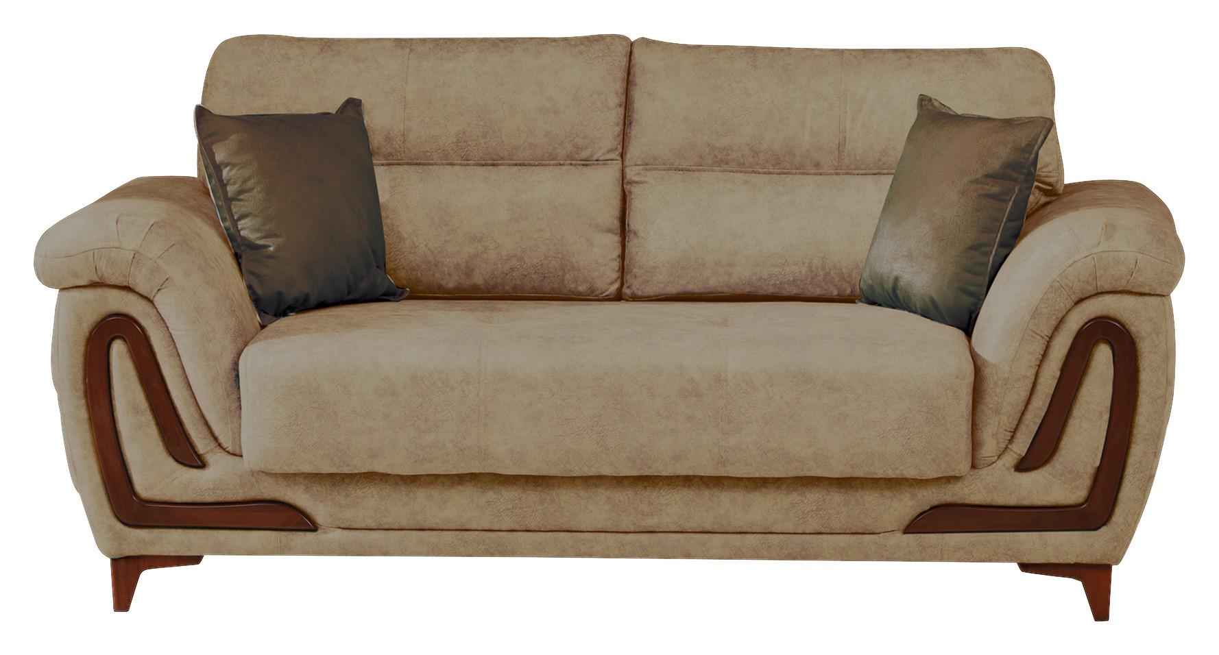2-Sitzer-Sofa Alfa Mit Stauraum Webstoff Creme - Dunkelbraun/Beige, Design, Textil (191/87/98cm) - Livetastic