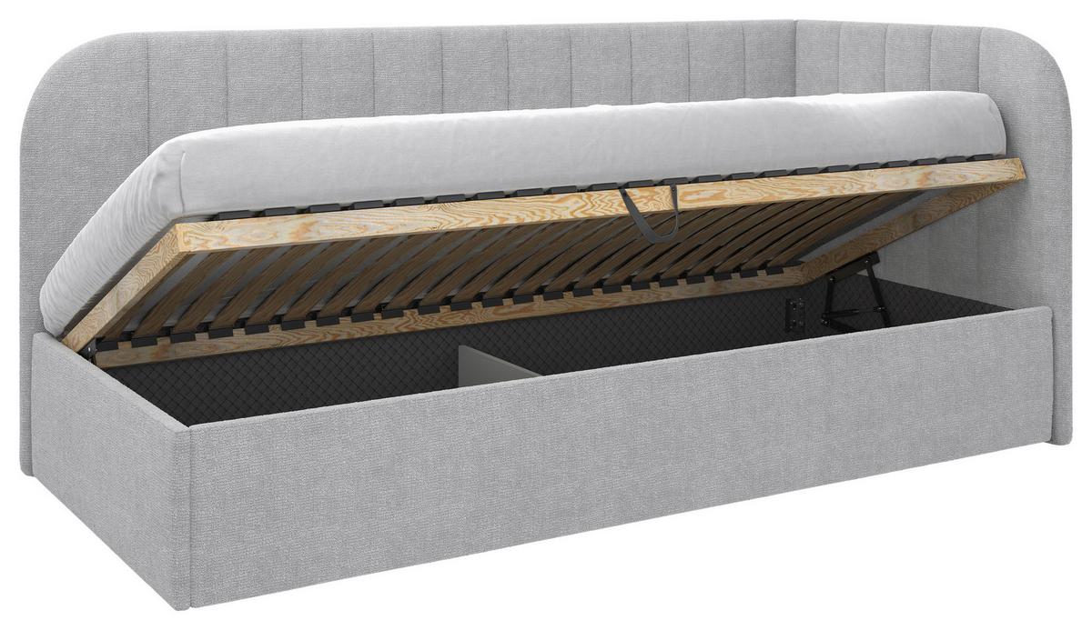 Polsterbett Millow Rechts Grau Lf: 90x200 Cm - Schwarz/Grau, MODERN, Holz/Holzwerkstoff (90/200cm) - MID.YOU