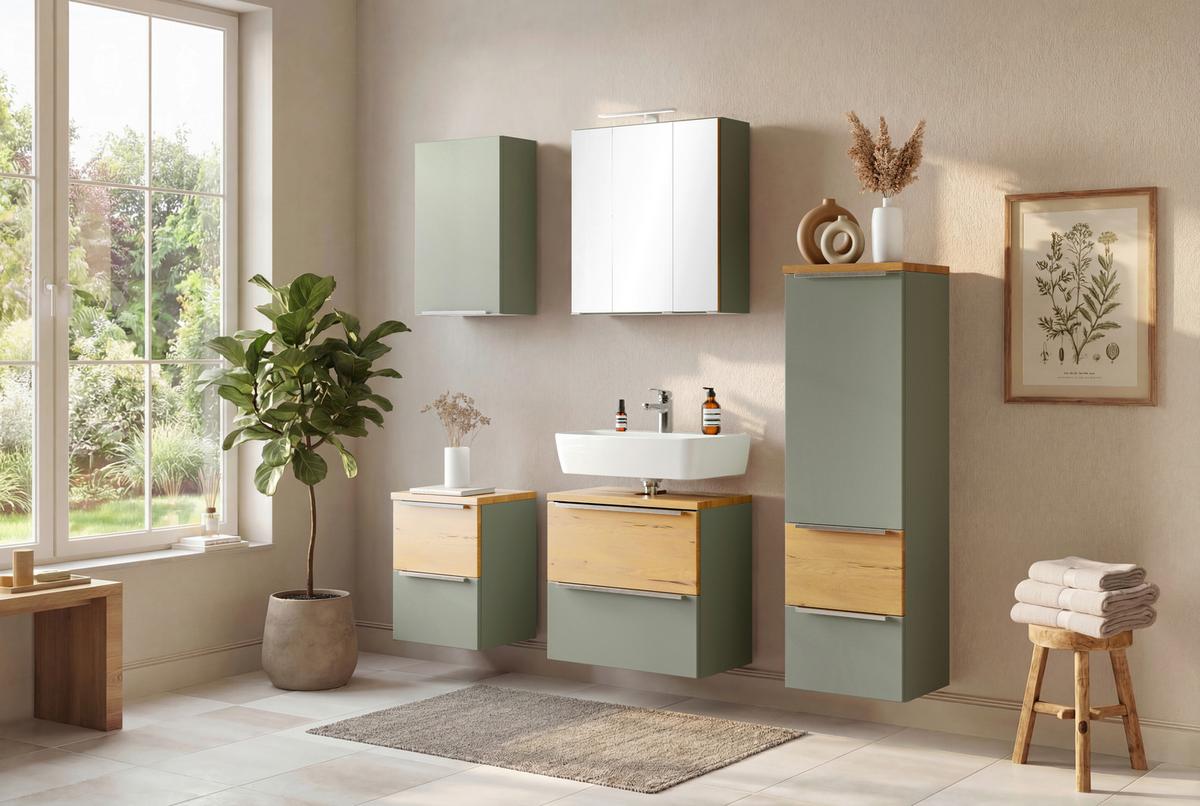 SPIEGELSCHRANK Verona Schilfgrün B: 60cm - Schilfgrün, Trend, Glas/Holzwerkstoff (60/64/20cm) - Held