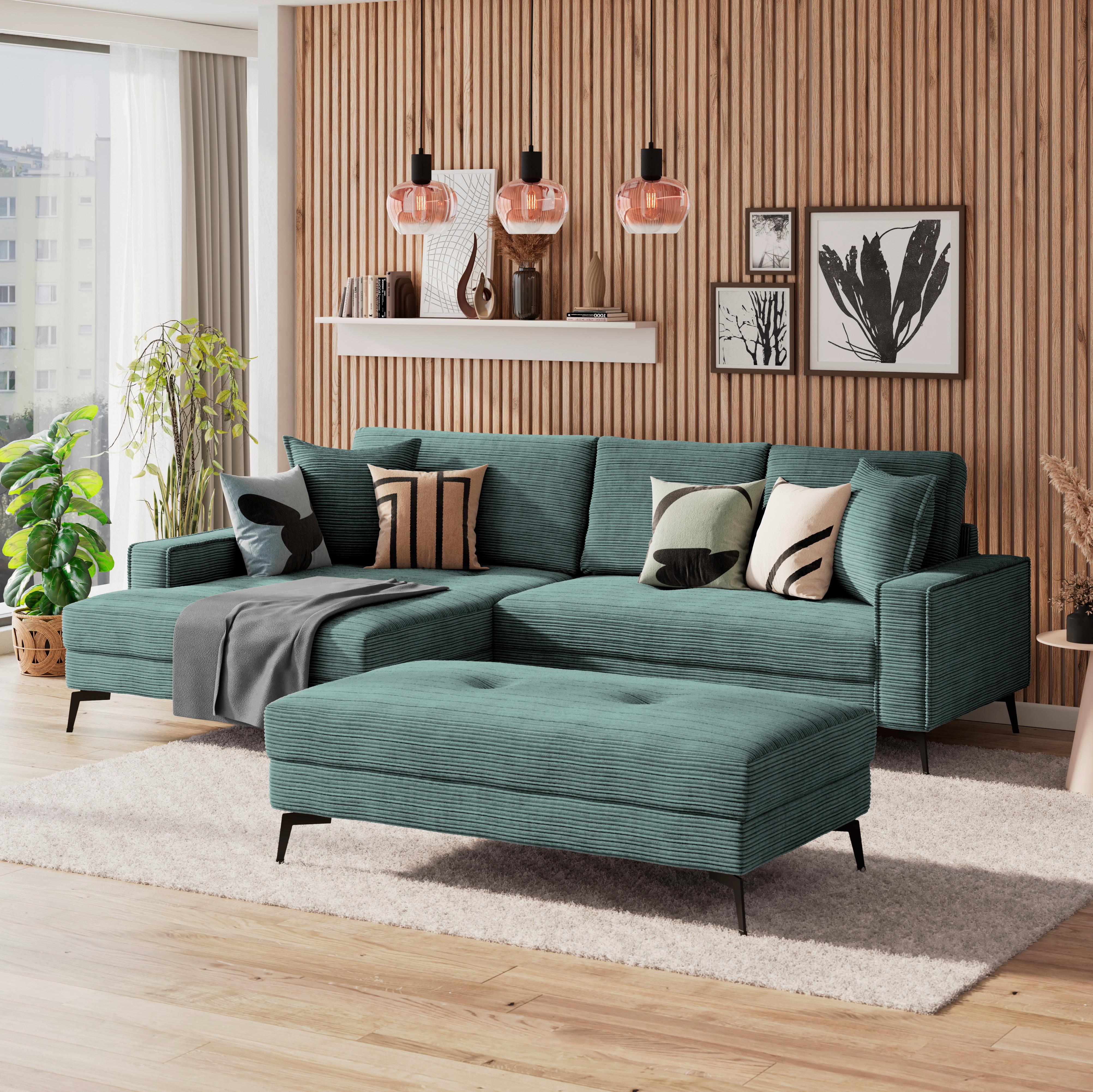 Ecksofa Zero Petrol 173x286 cm - Petrol/Schwarz, Trend, Textil (173/286cm)
