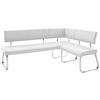 Eckbank Weiß Lederlook Arco 200x150 cm - Edelstahlfarben/Weiß, Design, Textil/Metall (200/150cm) - Livetastic