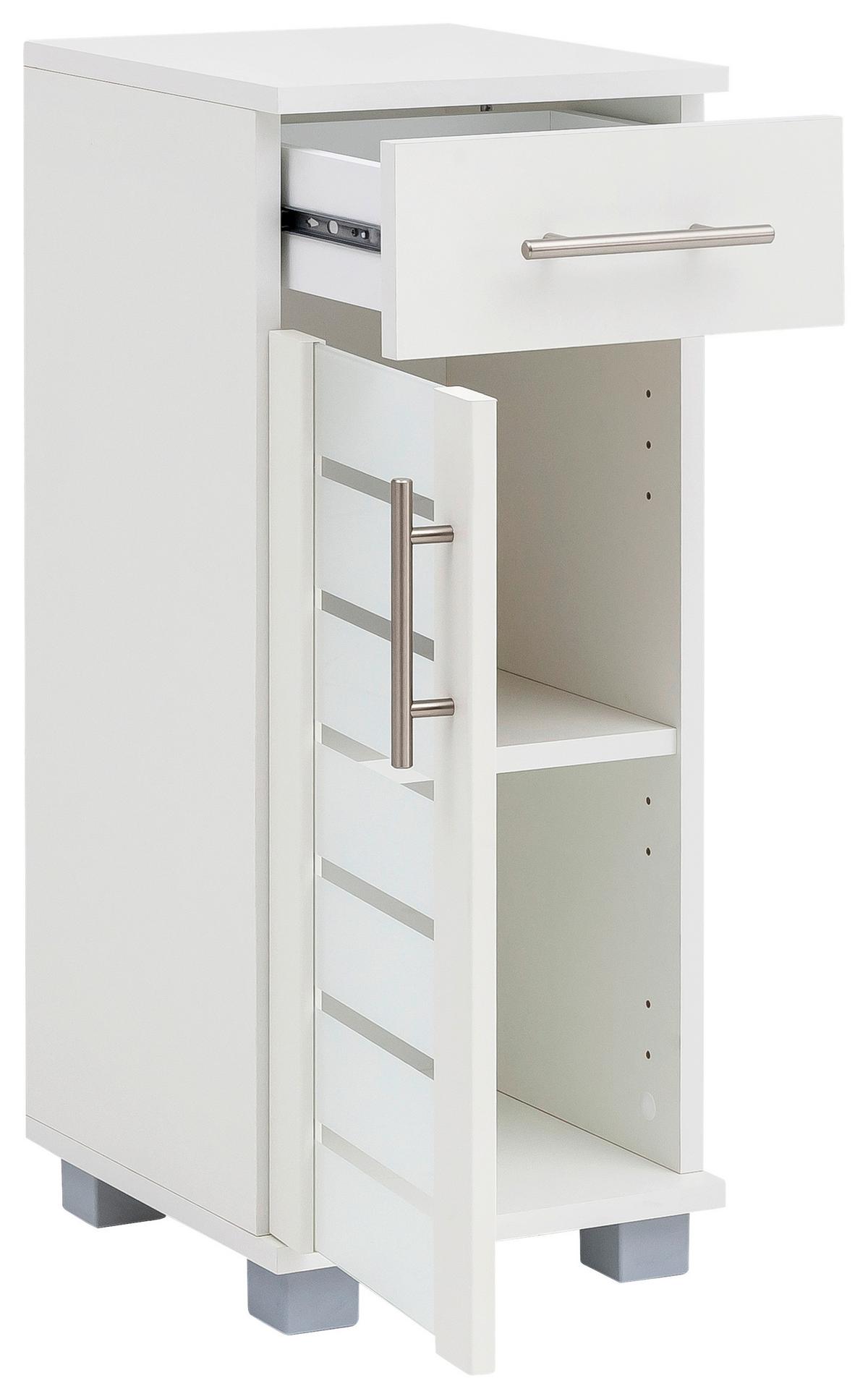 Unterschrank Niko Weiß B: 30,3cm - Silberfarben/Weiß, MODERN, Glas/Holzwerkstoff (30,3/75,3/32,6cm) - MID.YOU