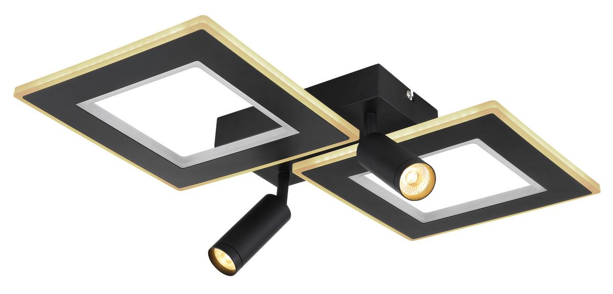 LED-Deckenleuchte L: 54 cm, 1-Flammig - Opal/Schwarz, Design, Kunststoff/Metall (54/41/11,5cm) - Globo
