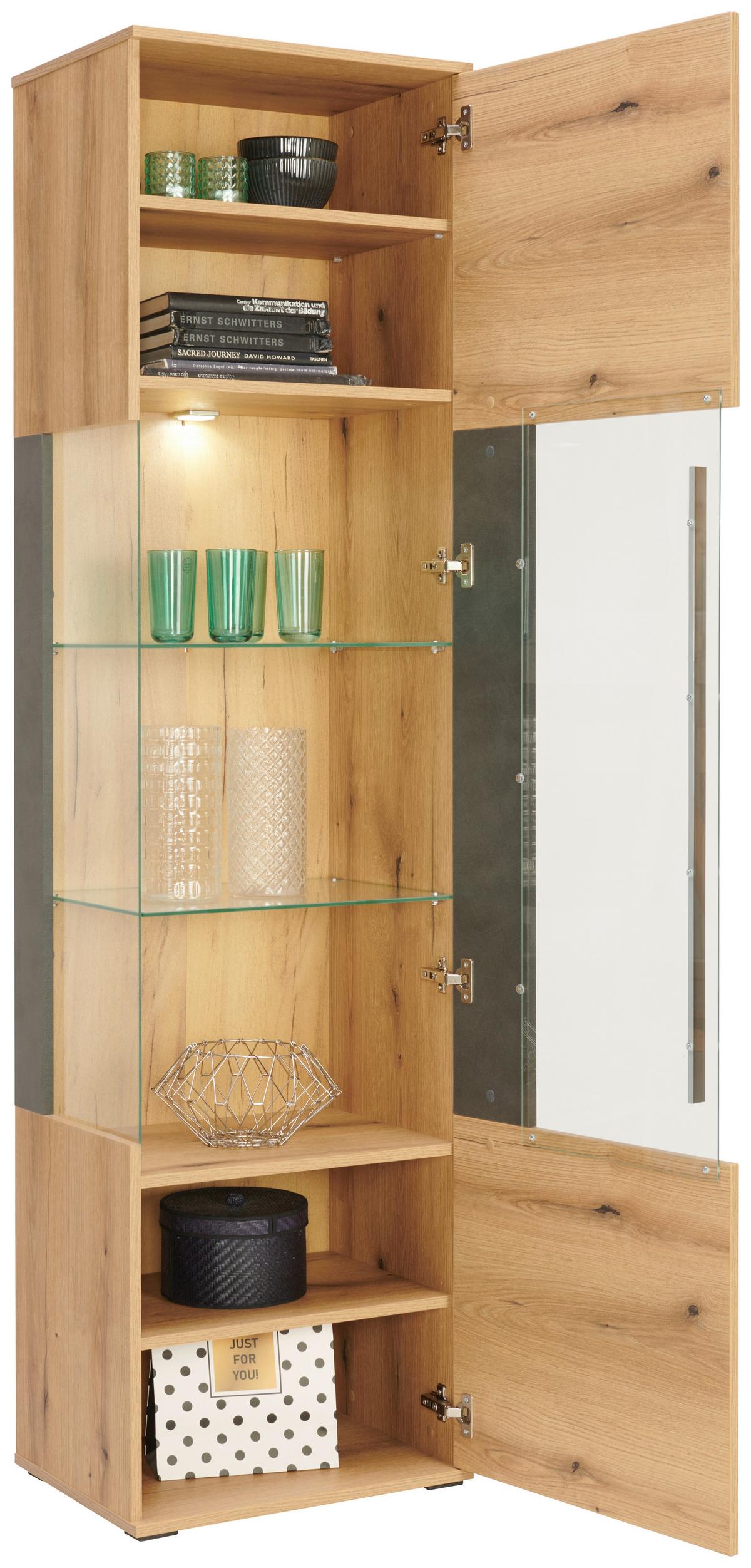 Vitrine Limit B: 52 cm Coast Evoke Eiche Dekor/Matera - MODERN, Glas/Holzwerkstoff (52/201/40cm)