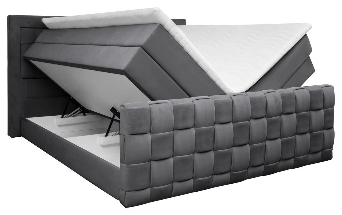 Boxspringbett Grenada Graphitfarben Lf: 180x200 cm - Graphitfarben, MODERN, Textil (180/200cm) - Livetastic