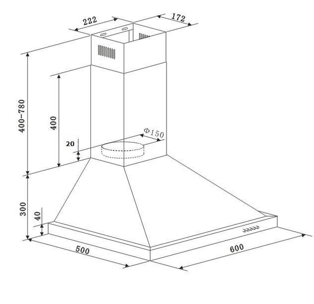 Dunstabzugshaube 6090-2H Edelstahlfarben B: 60 cm, Led - Edelstahlfarben, Basics, Metall (60/30/50cm) - PKM
