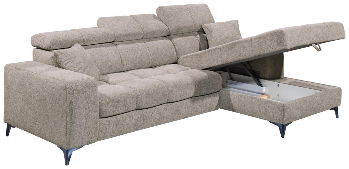 Ecksofa Sydney Graubraun S: 268/172 cm - Graubraun/Schwarz, KONVENTIONELL, Textil (268/172cm) - MID.YOU