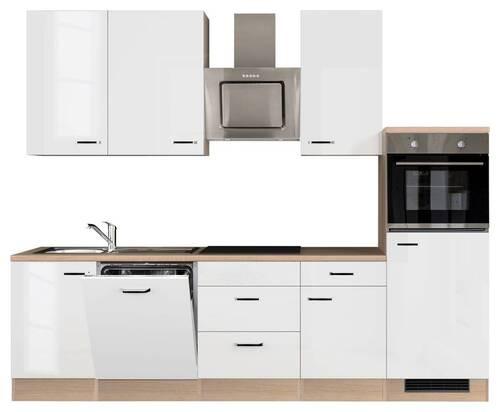 Küchenblock Valero Sonoma Eiche/Weiß B: 280 cm - Weiß Hochglanz/Sonoma Eiche, MODERN, Holzwerkstoff (280cm) - FlexWell