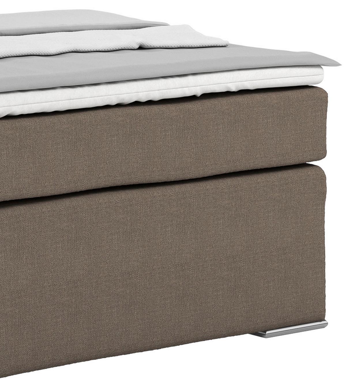 Postel Boxspring NERO PL: 140/200 cm, jílová - barvy chromu/jílová barva, Konvenční, kov/textil (140/200cm)