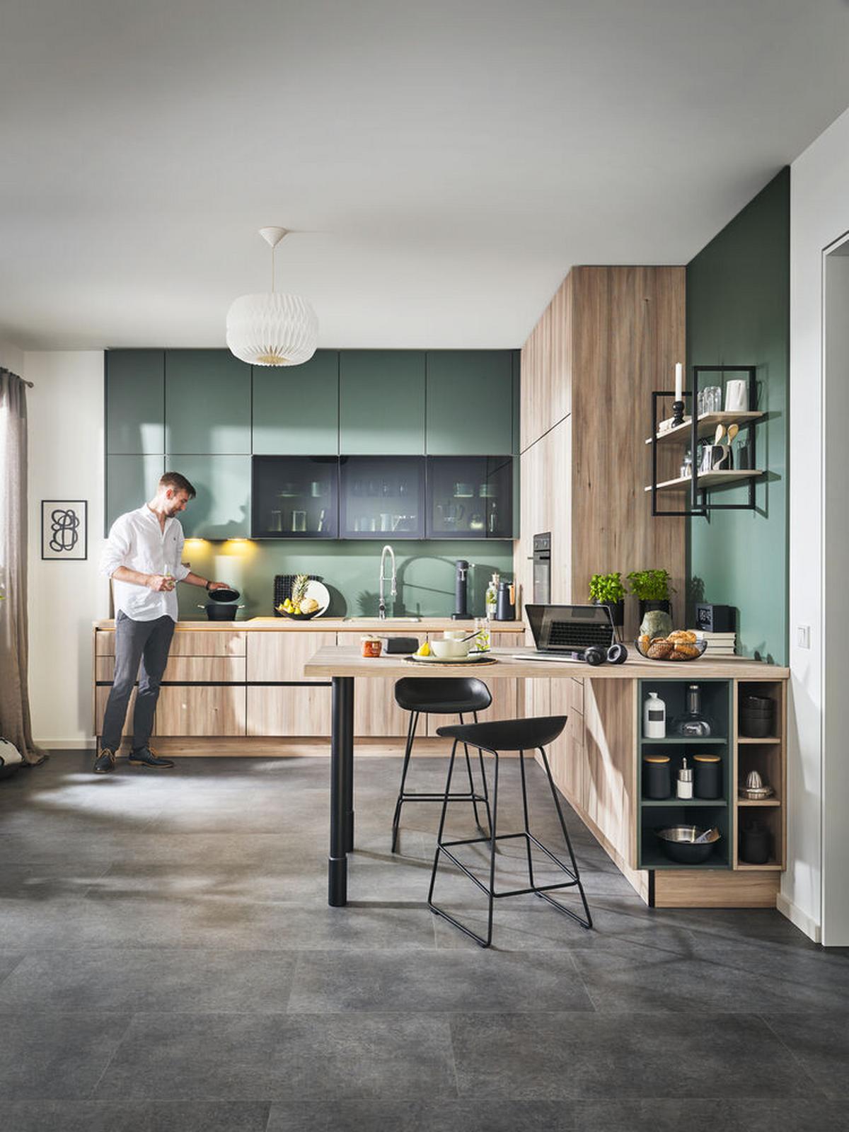 Einbauküchen Pn 100 Frei Planbar Modernes Design - Tannenholzfarben, Holzwerkstoff - Pino