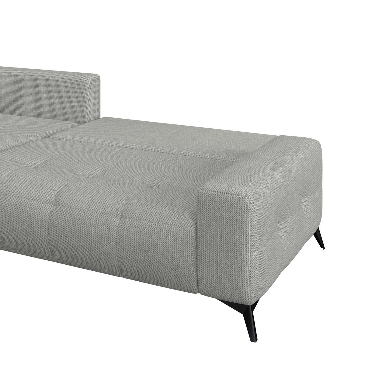 Ecksofa mit Schlaffunktion + Bettkasten Mauro 175x290 cm - Hellgrau/Schwarz, Trend, Textil (175/290cm) - Luca Bessoni