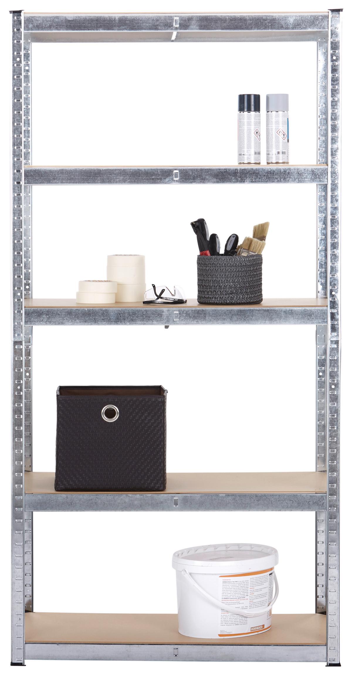 Schwerlastregal Luca - Silberfarben, Trend, Holzwerkstoff/Metall (90/40/180cm) - Homezone