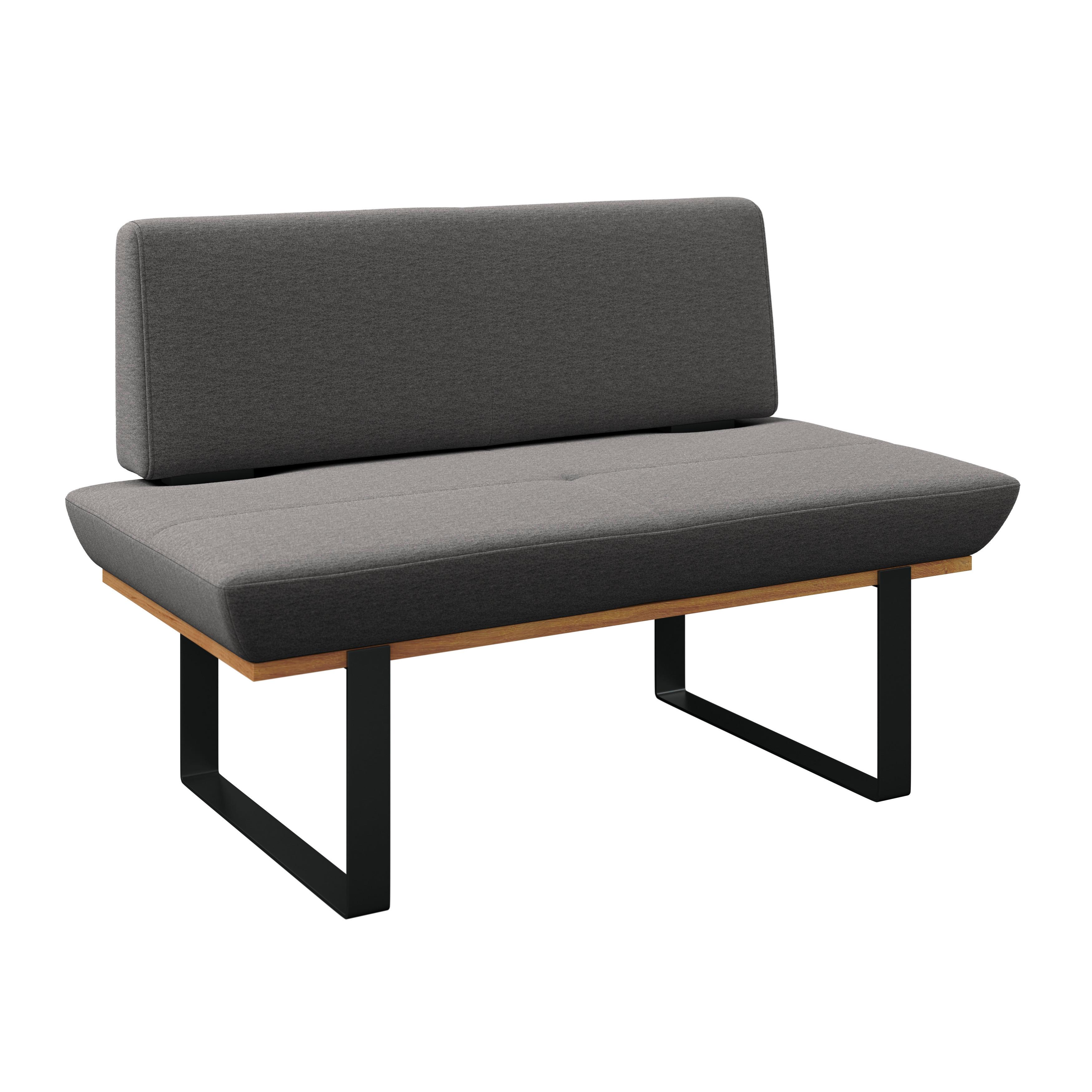 Sitzbank mit Lehne gepolstert Grau/Schwarz Tristan B: 130 cm - Schwarz/Grau, MODERN, Holz/Textil (130/48/90cm) - James Wood