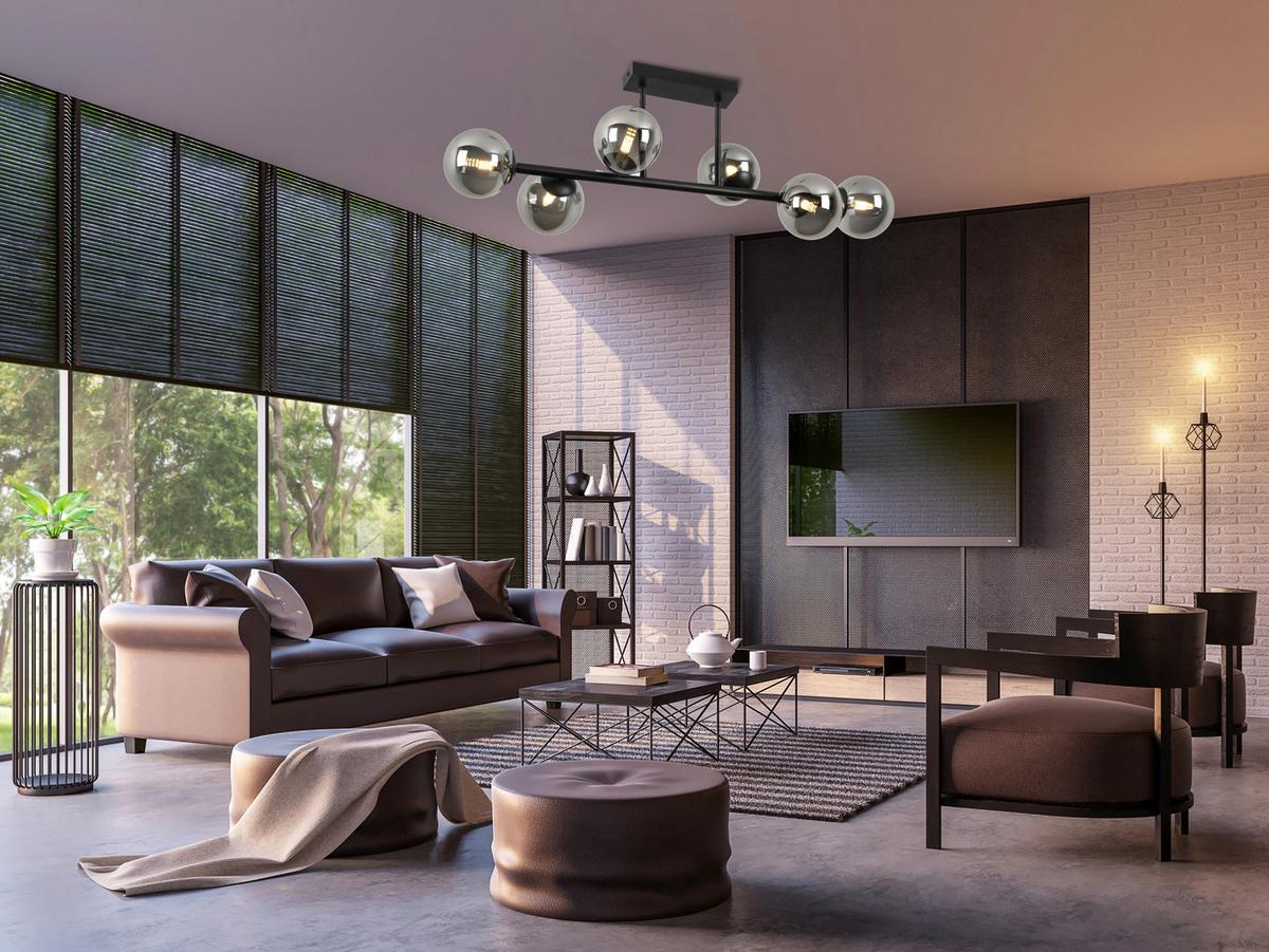 Stropné svietidlo Lisib,Š/V: 85/28cm,čierna - čierna/chrómová, Modern, kov/sklo (85/28/27cm) - Modern Living