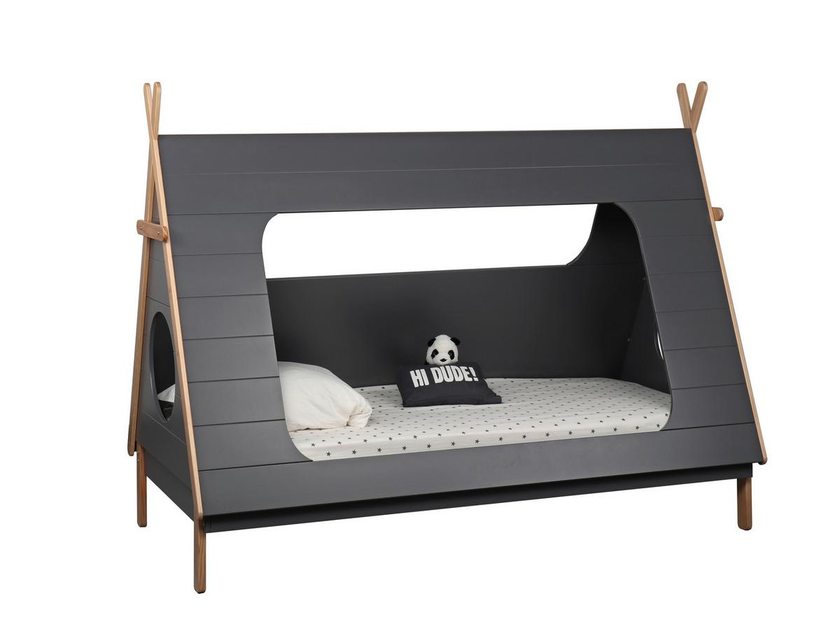 Hausbett Naturfarben /Dunkelgrau 90x200cm - Dunkelgrau/Naturfarben, Design, Holz/Holzwerkstoff (90/200cm) - Livetastic