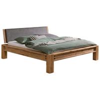 Balkenbett San Antonie Mit Gepolstertem Kopfteil 140x200 - Eichefarben/Grau, Natur, Holz/Textil (140/200cm) - Hasena