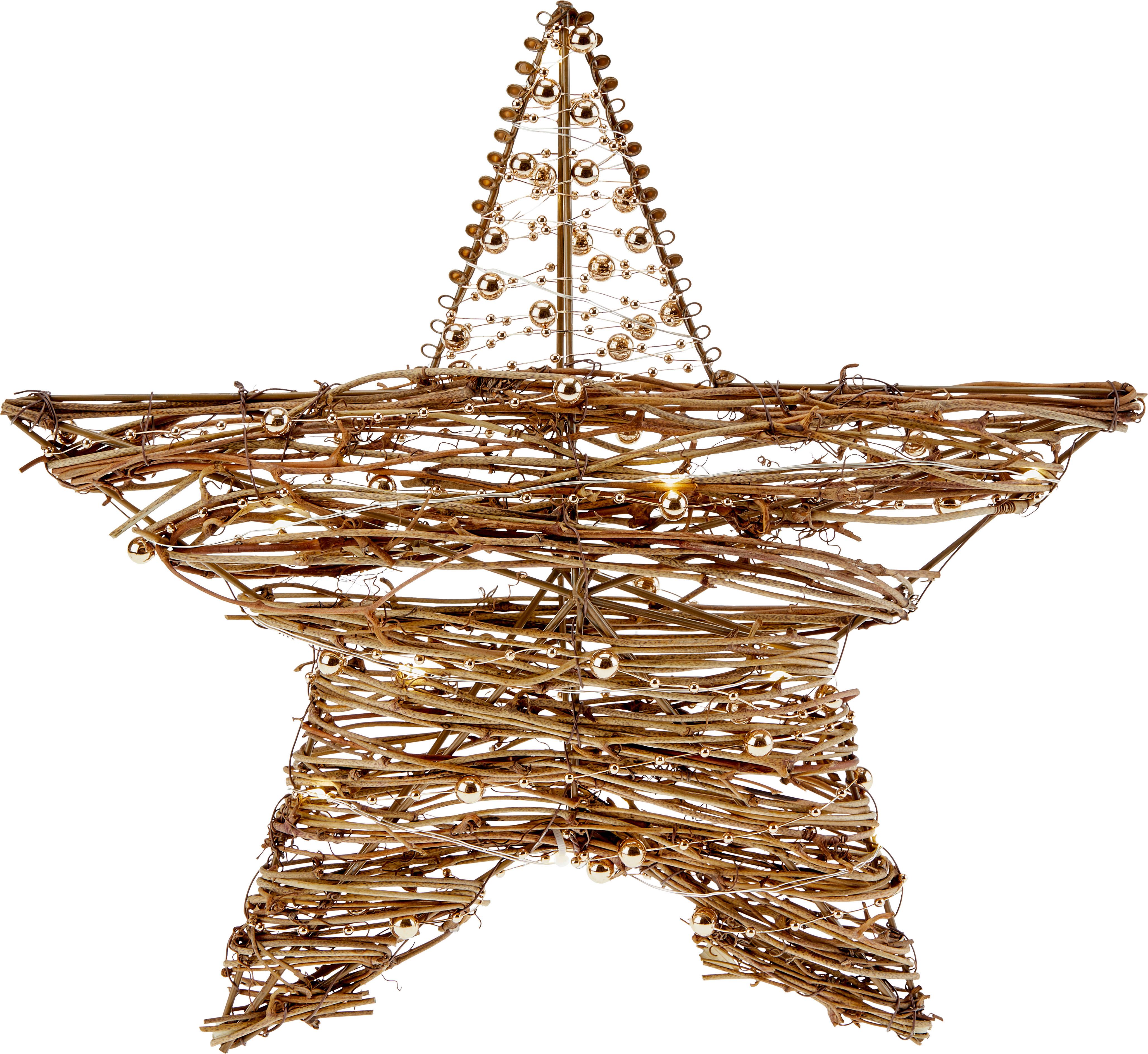 Dekostern Rena - Goldfarben/Naturfarben, KONVENTIONELL, Holz/Metall (30/7/30cm) - Ondega