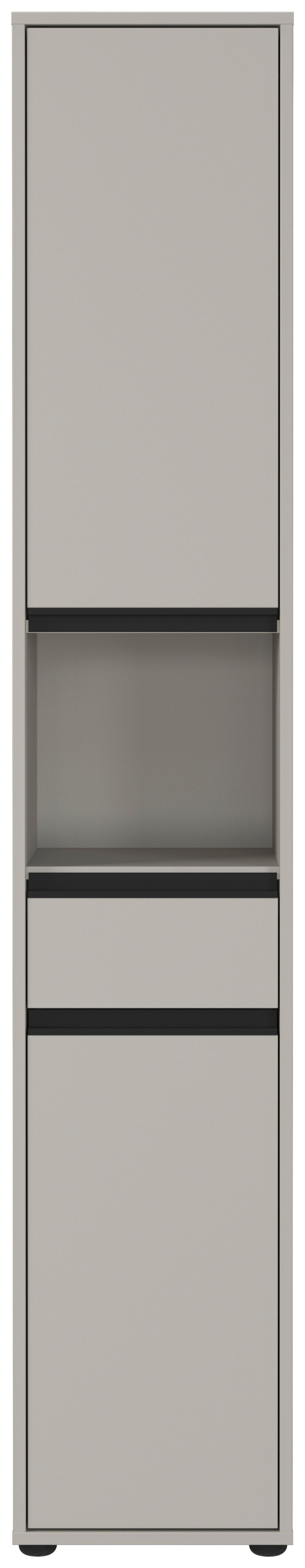 Badezimmer Hochschrank Gw- Lemont 33x181 cm Steingrau - Schwarz/Grau, MODERN, Holzwerkstoff (33/181/34cm) - Germania
