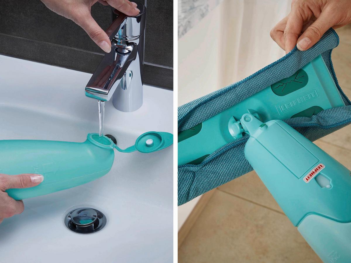 Bodenwischer Pico Spray s mit Sprühfunktion und Schwenkhals - Türkis/Weiß, Basics, Kunststoff/Textil (27/10,5/120cm) - Leifheit