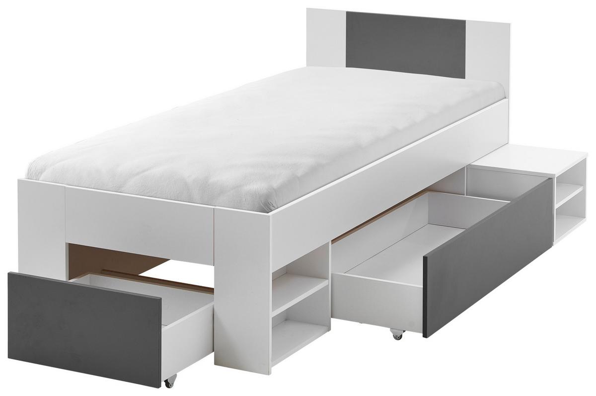 Ágykeret Azurro 90/200 Cm - antracit/fehér, Modern, faalapú anyag (90/200cm)