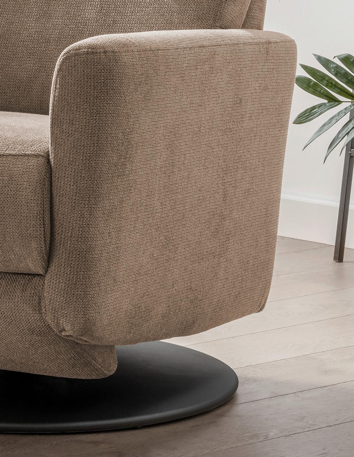 Relaxsessel Centrale T: 87-154 Cm, Hellbraun - Hellbraun/Schwarz, MODERN, Textil (77/105/87-154cm) - Livetastic