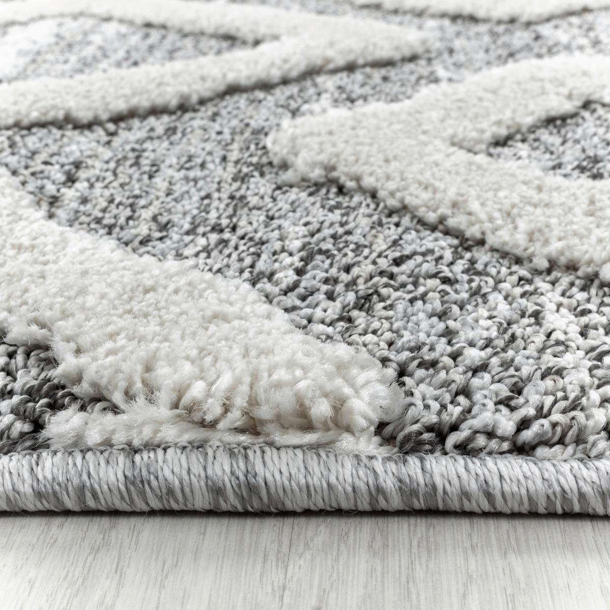Webteppich Grau Pisa Rund Ø 160 cm - Grau, KONVENTIONELL, Textil (160cm)