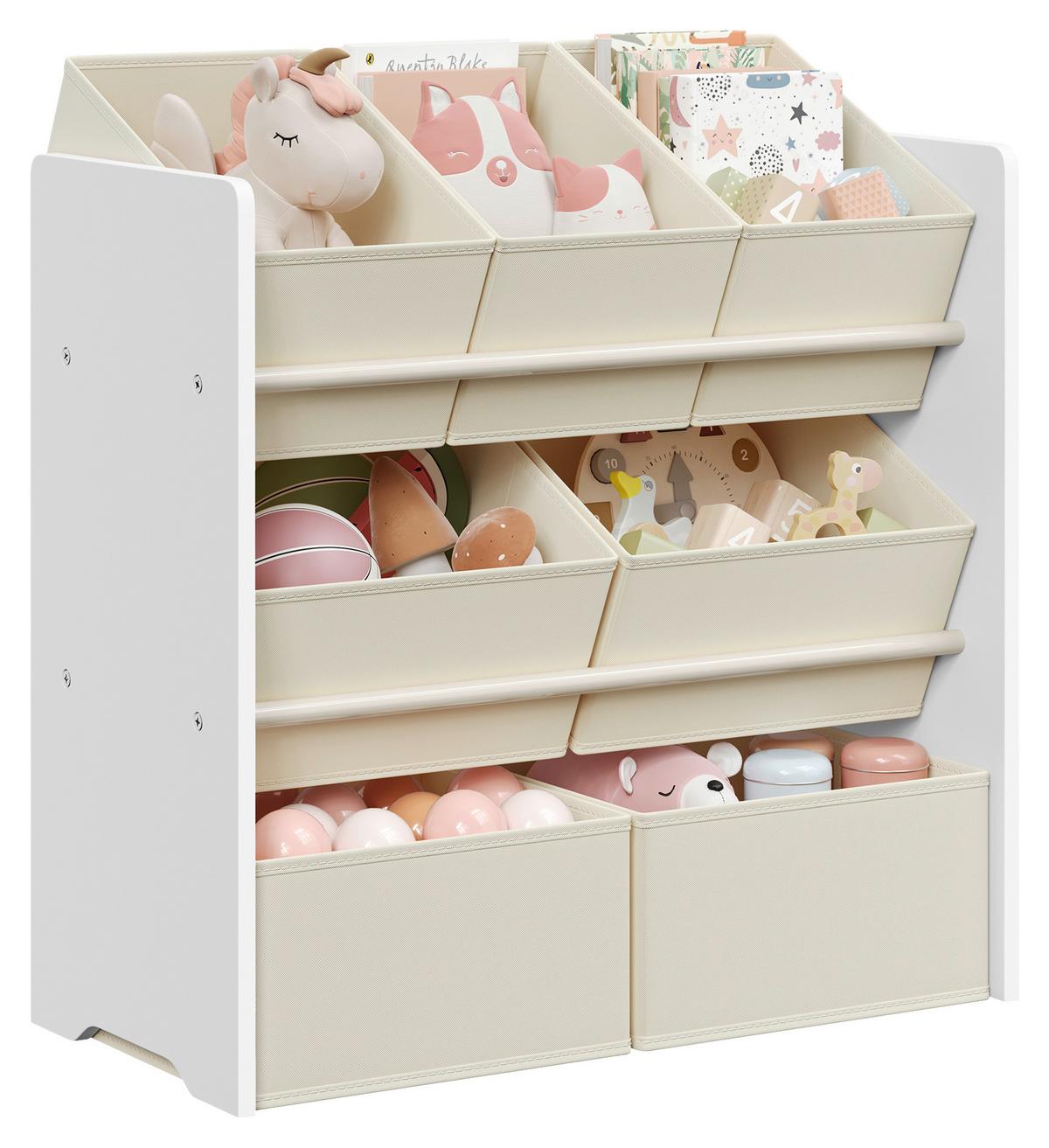 Kinderregal Toy Storage Shelf Weiß/Beige B: 62,5 cm - Beige/Weiß, MODERN, Holzwerkstoff/Textil (62,5/60/29,5cm) - MID.YOU