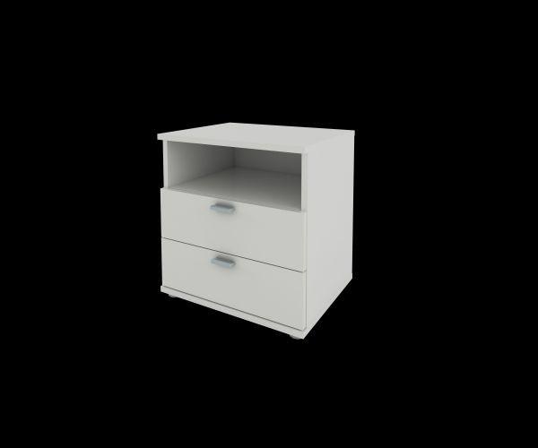 Noční Stolek Pluto - bílá/barvy hliníku, Moderní, kompozitní dřevo/plast (45/47/35cm)