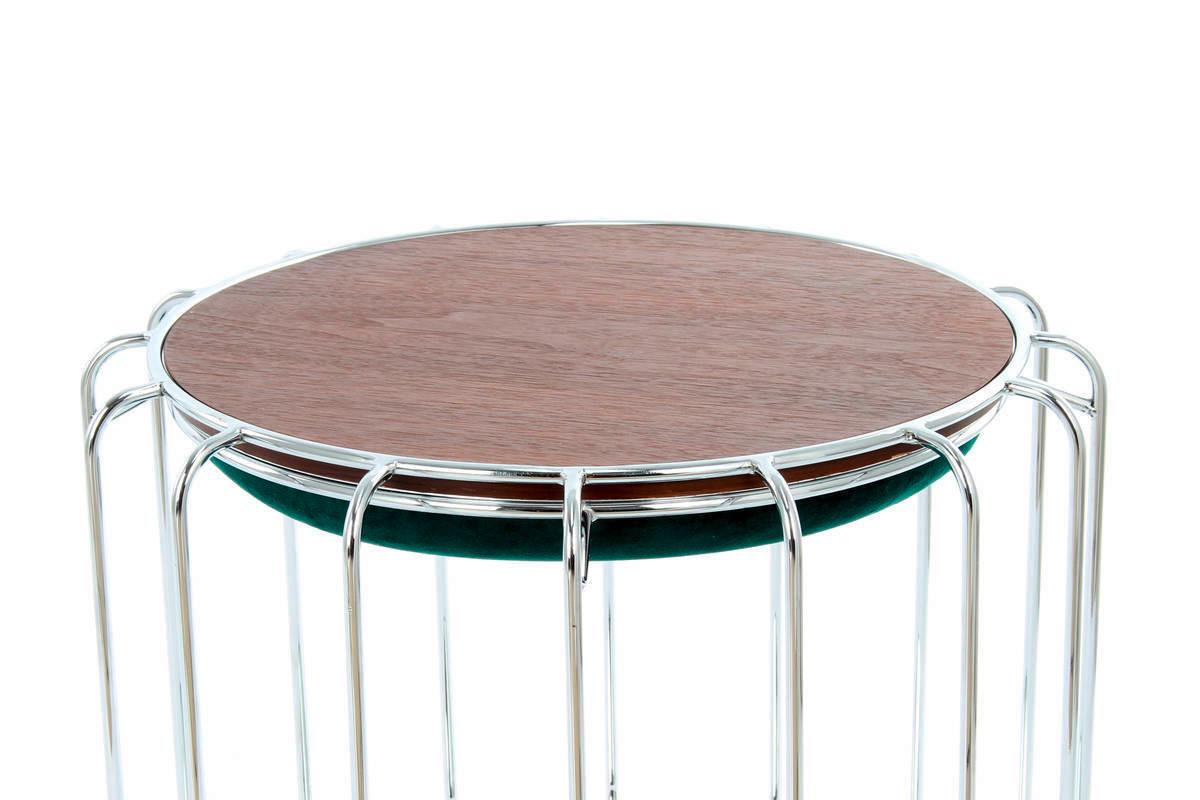 Beistelltisch/Pouf 2 in 1 Comfortable Silber/Dunkelgrün - Dunkelgrün/Silberfarben, Basics, Glas/Holzwerkstoff (50/50/45cm) - Kayoom