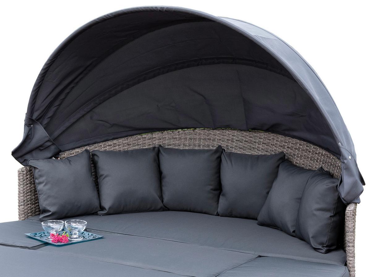 Gartenmuschel Riva Metall/ Kunststoff/textil Verstellbar - Dunkelgrau/Grau, KONVENTIONELL, Kunststoff/Textil (180/88/183cm) - Gardenson