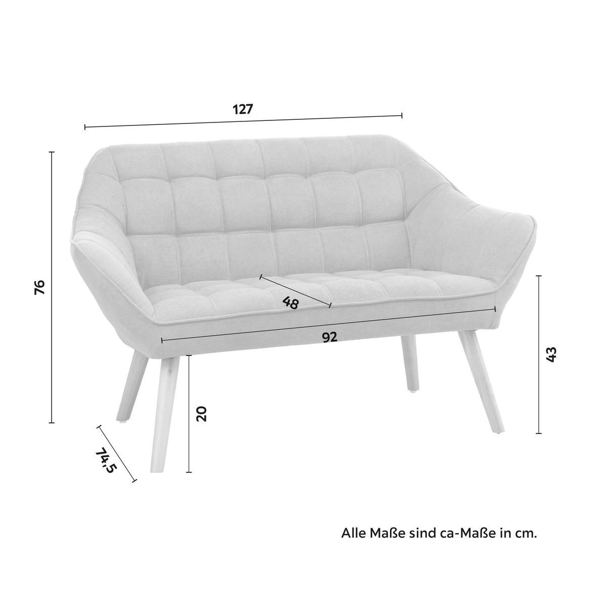 Dvojmiestna pohovka Monique, sivá - sivá, Modern, drevo/textil (127/76/74,5cm) - Modern Living