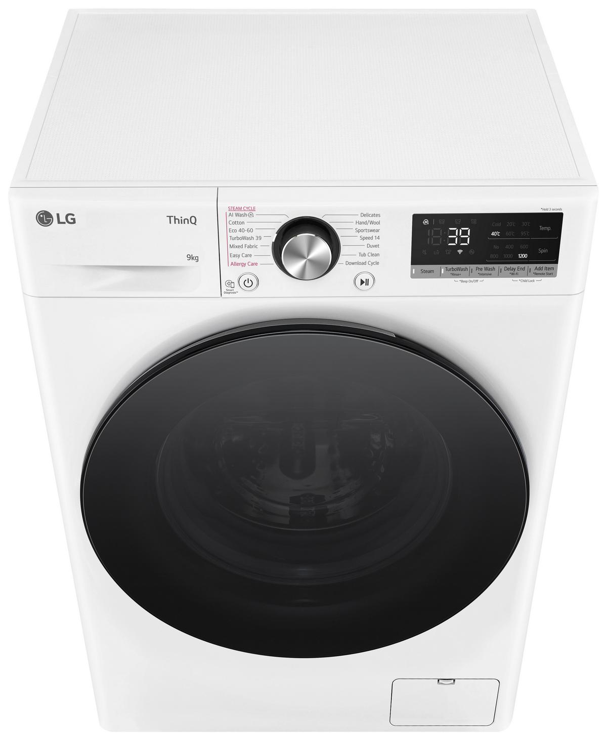 Waschmaschine LG F2v7slim9 9 kg 1160 U/Min ThinQ - Weiß, Basics, Glas/Kunststoff (60/85/47,5cm) - LG