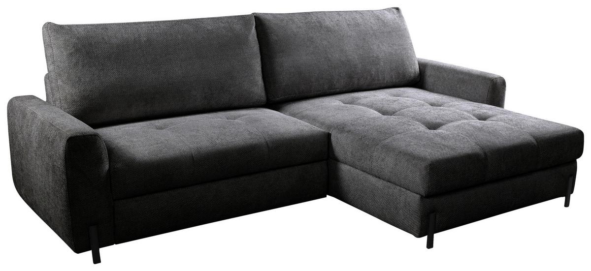 Ecksofa Naomi Anthrazit/Schwarz, 265 cm - Anthrazit/Schwarz, Design, Textil (265/162cm) - MID.YOU