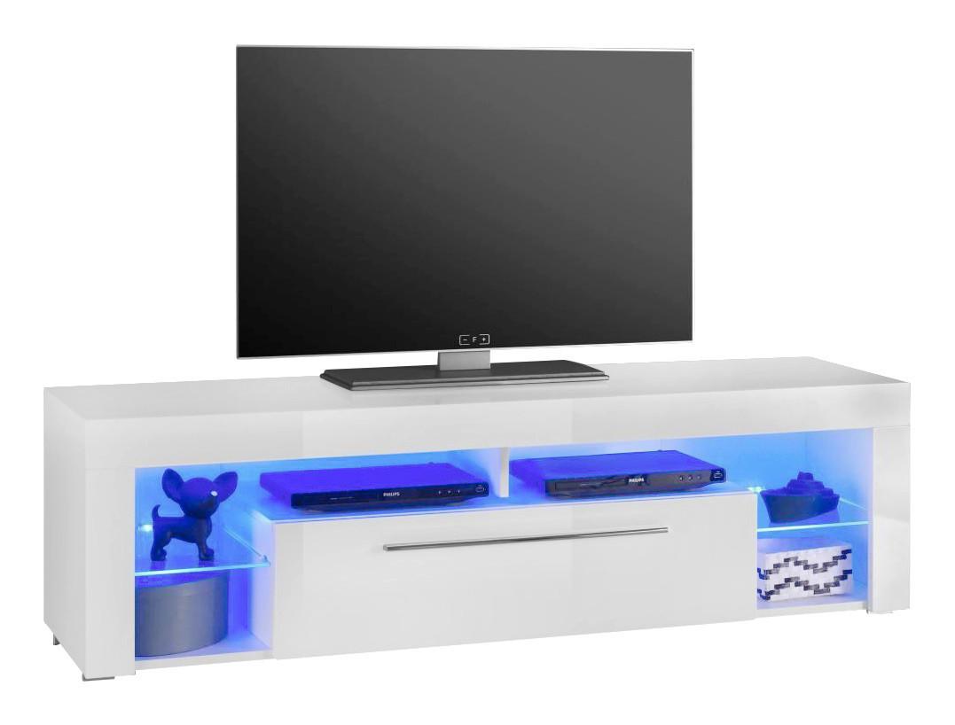 TV-Element Goal 1 B: 153 cm Weiß - Weiß, Design, Glas/Holzwerkstoff (153/44/44cm) - MID.YOU