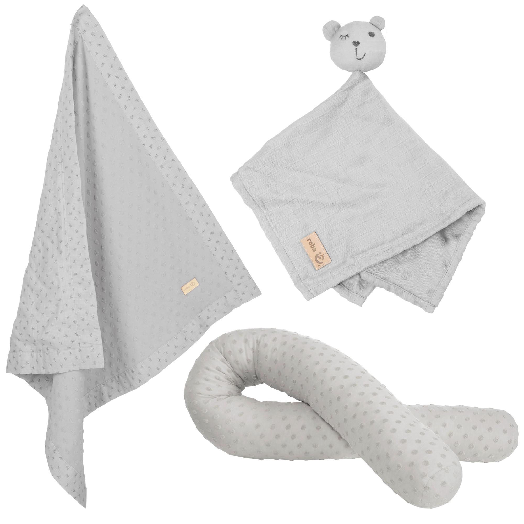 Geschenkset silbergrau Kuscheln & Spielen - Hellgrau, MODERN, Textil - Roba