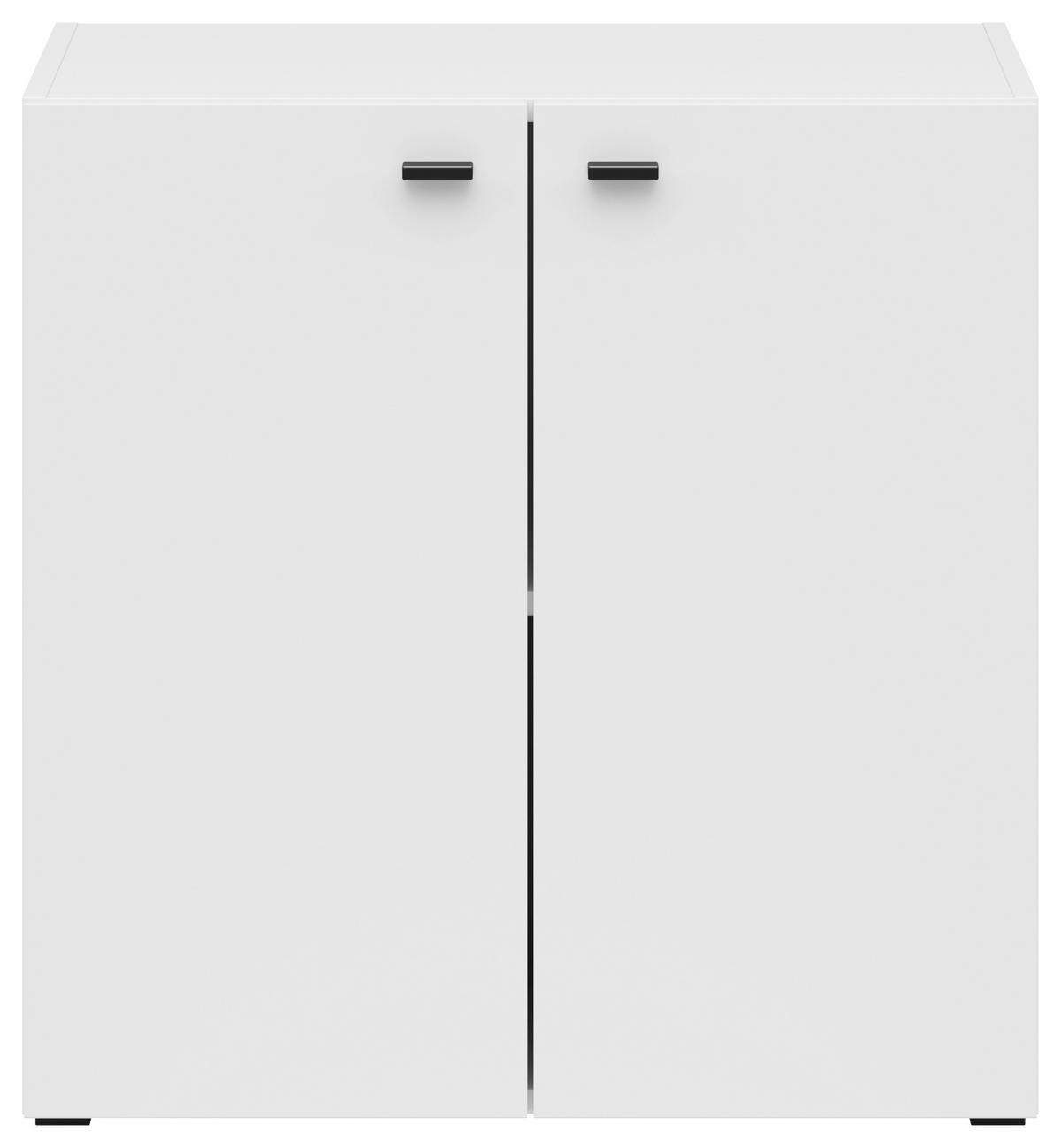 Kommode 2 Türen, B: 64 cm Sixty-Four ,weiß - Schwarz/Weiß, Trend, Holzwerkstoff (64/64/35cm)