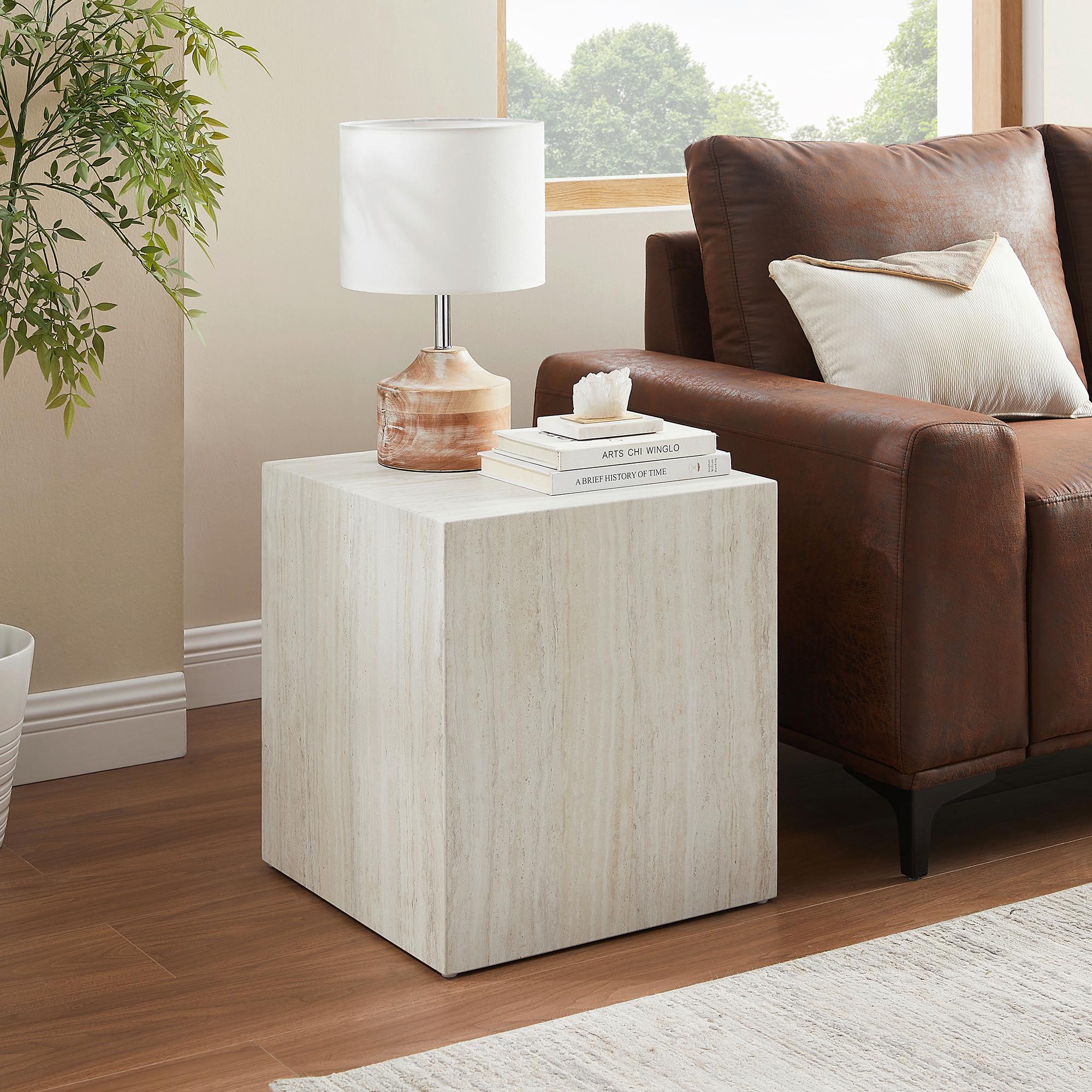 Beistelltisch Beige B: 45 Cm - Beige, Design, Holzwerkstoff (45/45/50cm) - Livetastic