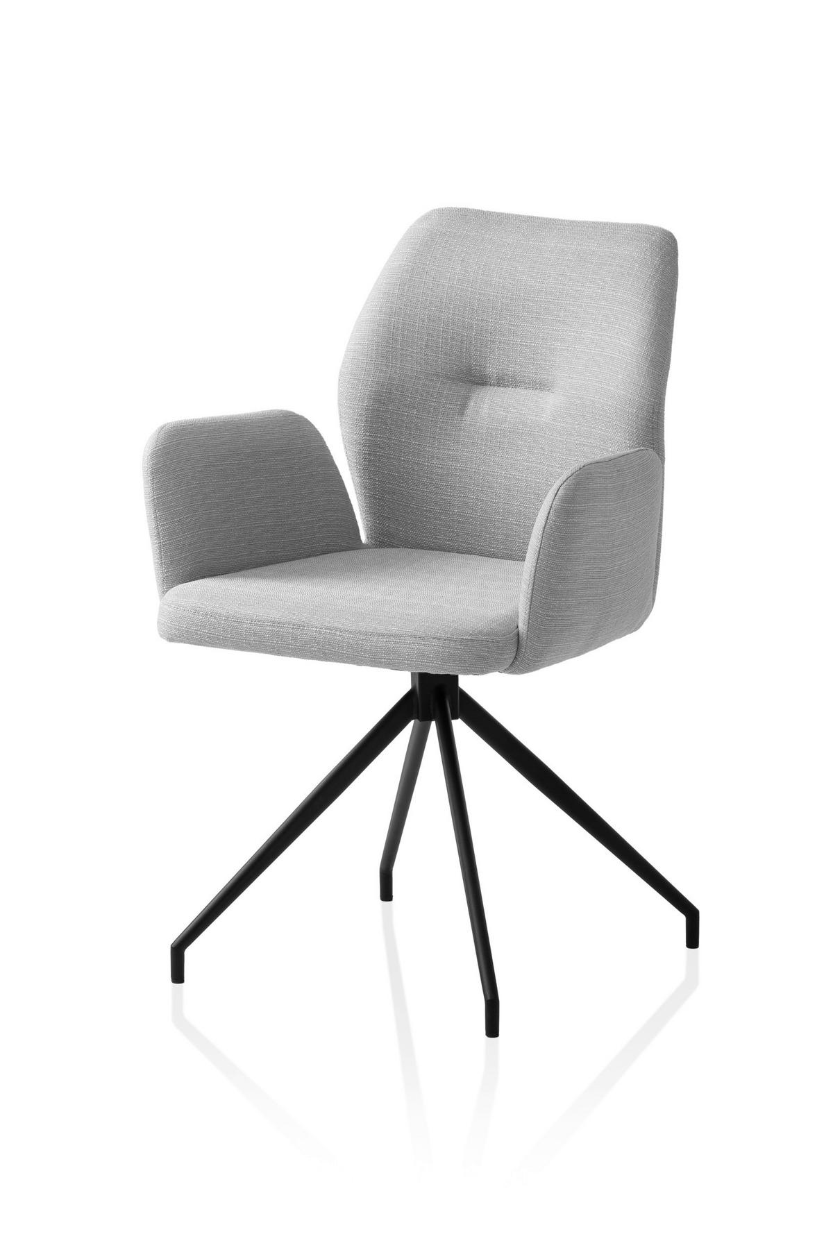 Armlehnstuhl Hellgrau B: 59cm - Hellgrau/Schwarz, MODERN, Textil/Metall (59/88/58cm) - Livetastic