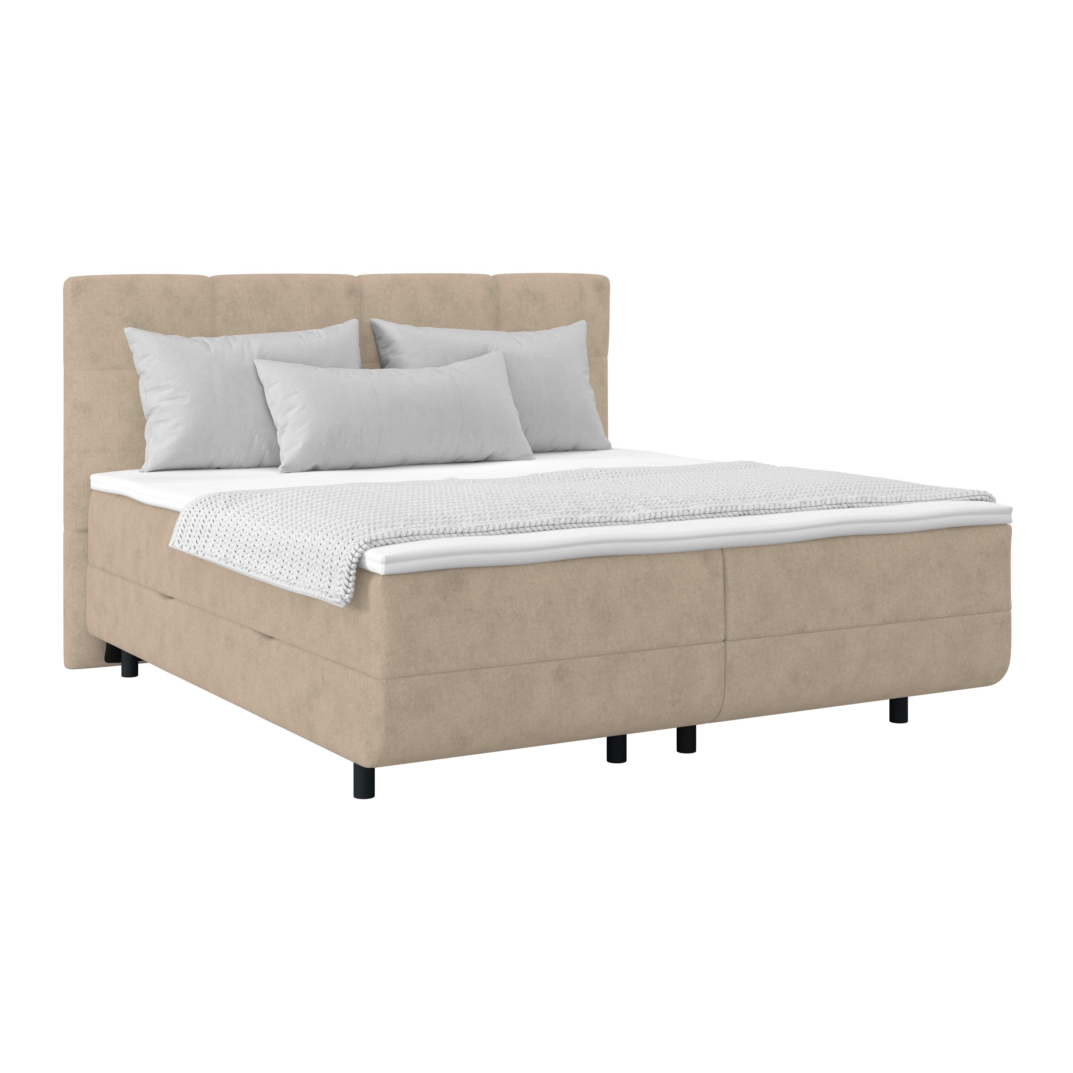 Polsterbett mit Matratze 200x200 London Beige - Beige/Schwarz, MODERN, Holzwerkstoff/Textil (200/200cm) - Luca Bessoni