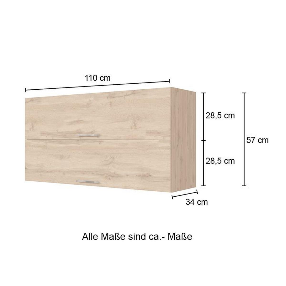 Küchenoberschrank B: 110 cm Eiche Dekor/Anthraz. 2 Klappen - Anthrazit/Eiche Wotan, MODERN, Holzwerkstoff (110/57/34cm) - Held
