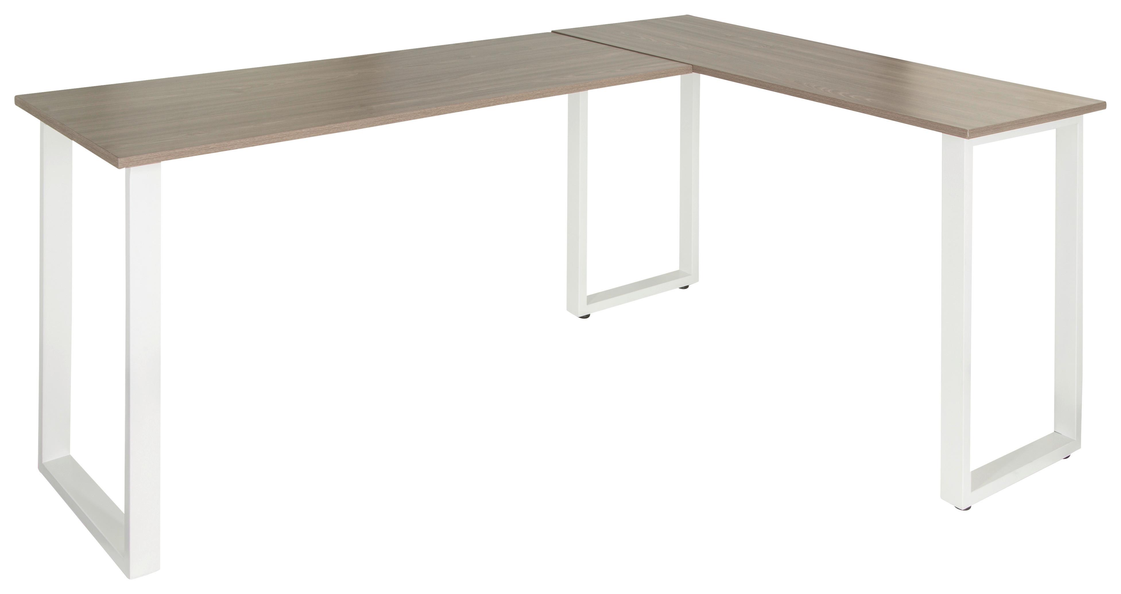 Eckschreibtisch Workspace Basic I - Weiß/Grau, Basics, Holzwerkstoff/Metall (165/120/75cm) - MID.YOU