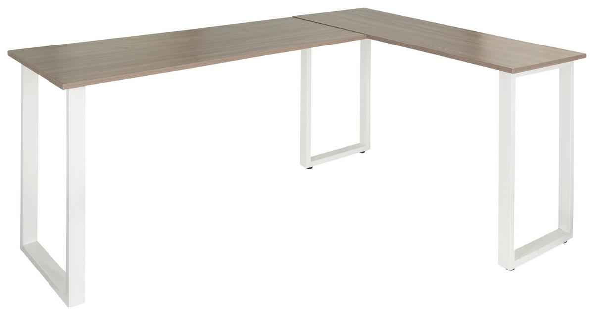 Eckschreibtisch Workspace Basic I - Weiß/Grau, Basics, Holzwerkstoff/Metall (165/120/75cm) - MID.YOU